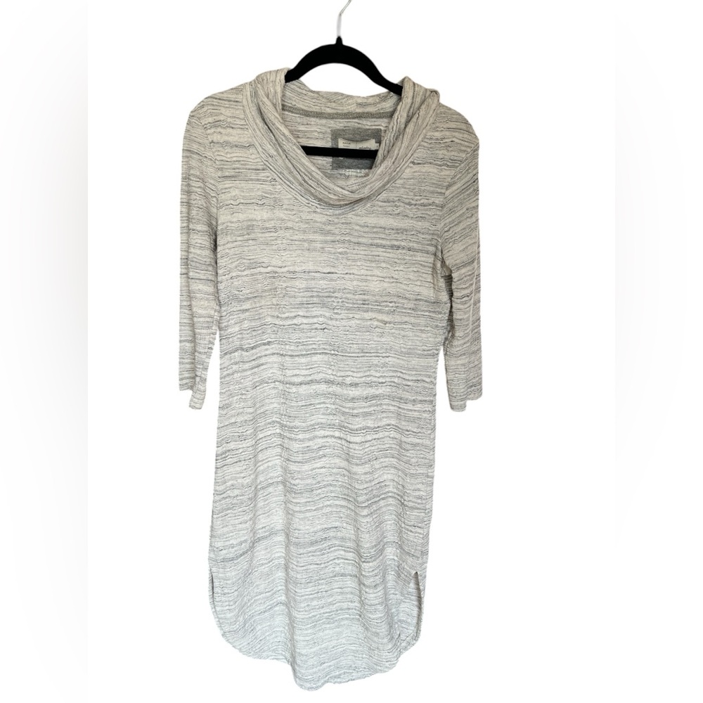 Anthro Saturday Sunday Cowl Neck Knit Dress Gray Cozy Minimal Lagenlook Coastal - Picture 2 of 6